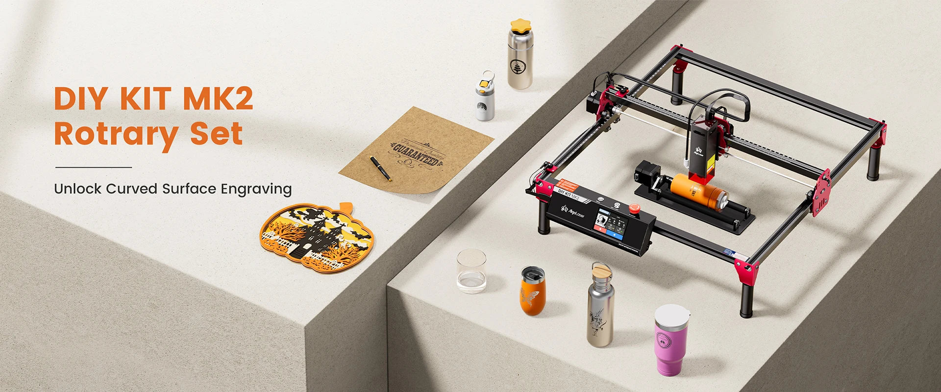AlgoLaser DIY KIT MK2 Laser Engraver 10W Output CNC Laser Cutter DIY Laser Engraving Machine Cutting Tool Add 3.5IN Touch Screen