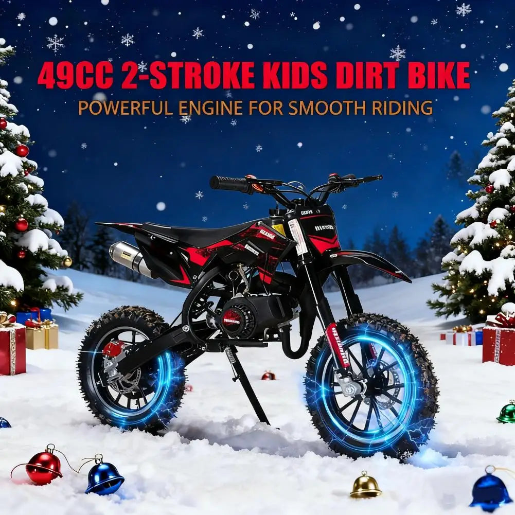 Gas Bike For Kids, Mini Dirt Bike, 49CC 2-Stroke Gas Powered Motorcycle, Shock Absorption Pocket Motorbike, Up to 25 Mph