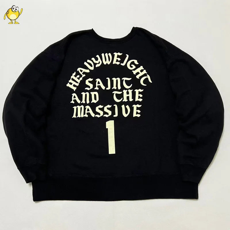 New Letter Print SAINT Hoodies Men Woman Retro Washed Damaged High Street Pullover Sweatshirts Loose Casual Good Quality