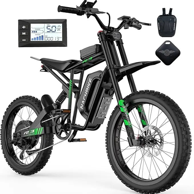 R3 Electric Dirt Bike for Adults Peak 6000W brushless Motor 45-50MPH Speed Dirtbike 50 Miles Range Ebike with 60V 25Ah Battery