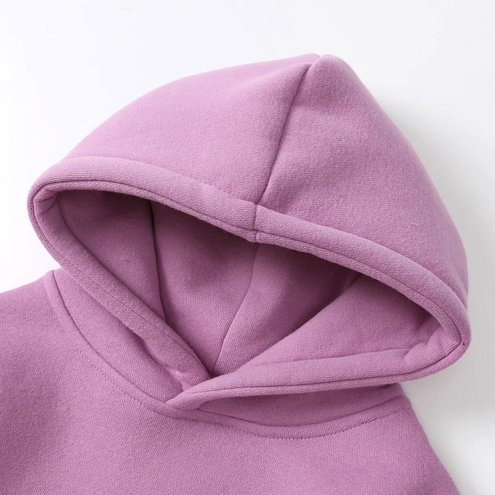 Children Fleece Winter Outfit Toddler Cotton Solid Hoodies Pullover Sweatshirt Pants Tracksuit Set Kids Boy Girl Warm Sweatsuits