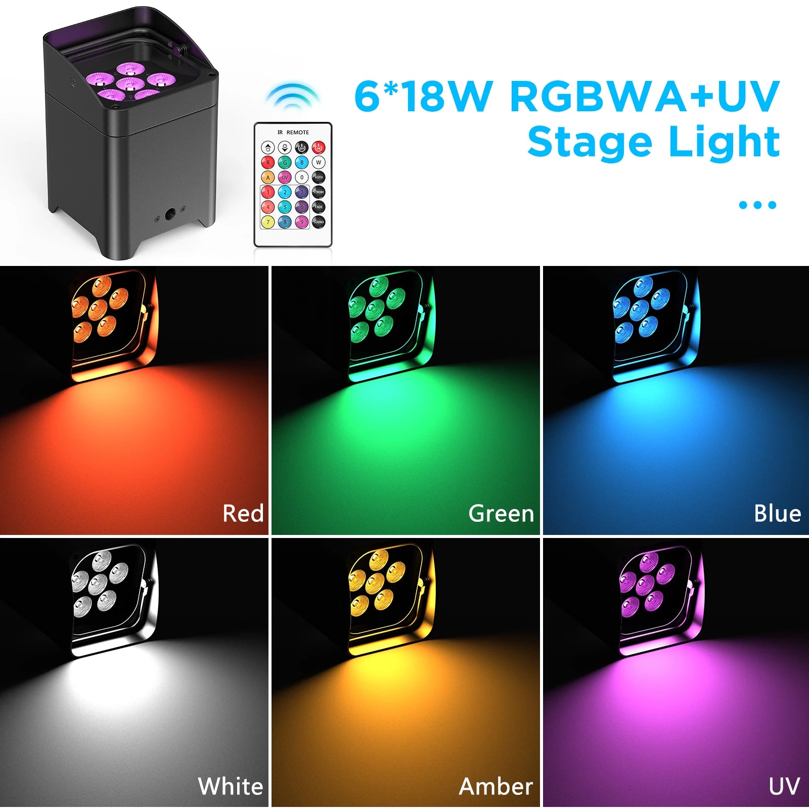 Yiflamefly 6Pcs Par Lights+1Pc Rechargeable Flight Case 80W 6IN1 RGBWA+UV Wireless Built-in Battery DMX Stage Light For DJ Disco