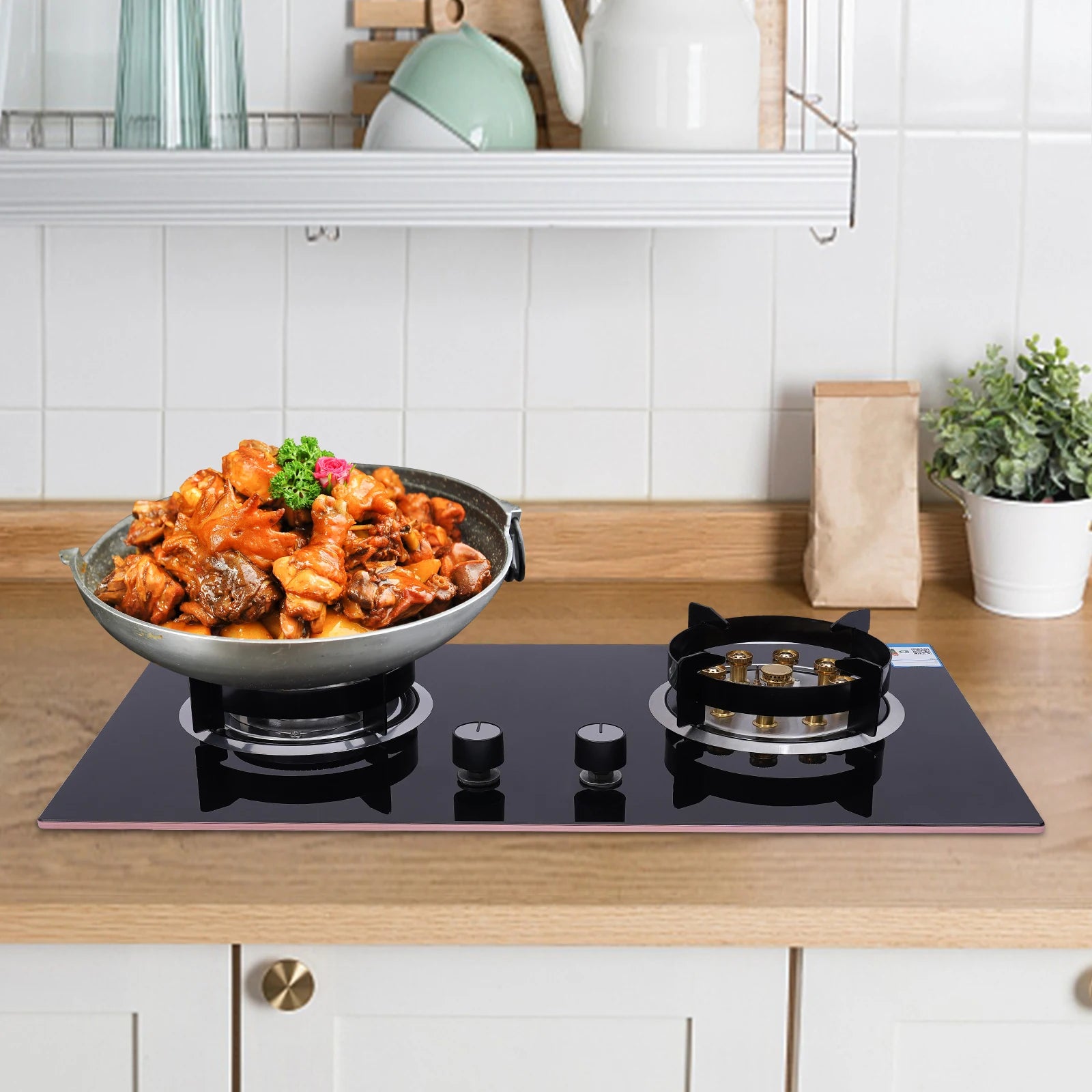 4.2KW+5.2KW Household Double Stove Hob Built in Gas Stove 2 Grade Dual-purpose Burner Natural Gas Tempered Glass Gasfornuis