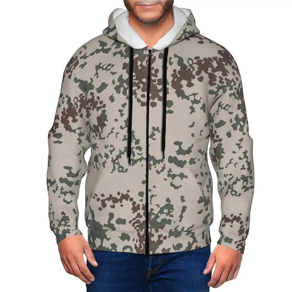 Splintertarn German WW2 Camouflage Army Military Camo Zipper Hoodies Pullover Autumn Winter Sweatshirt Long Sleeve Tops
