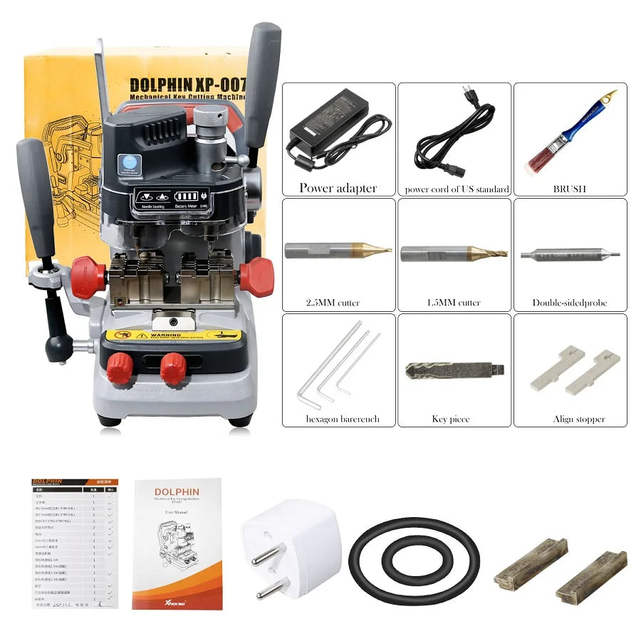 Xhorse Dolphin XP-007 XP007 Key Cutting Machine Manual With Built-in Lithium Battery Cut Track/Sided/Dimple Keys