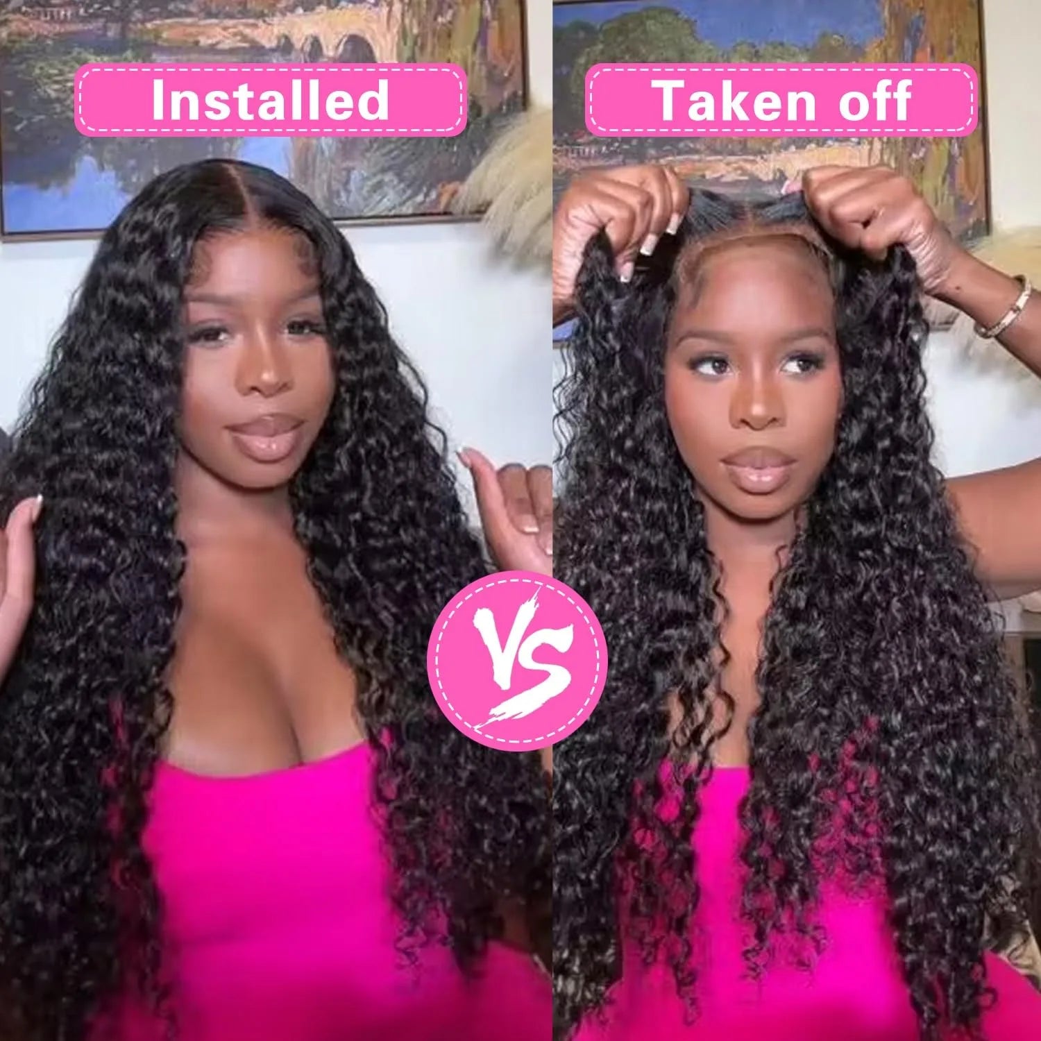Hidden Strap Deep Wave 360 HD Full Lace Frontal Wigs Human Hair Pre Plucked 12A Glueless Brazilian Virgin Wig With Drawstring