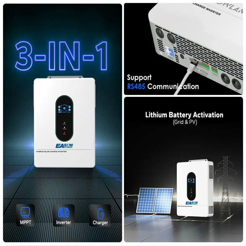EASUN POWER 12KW Split Phase Inverter 48V 110V Hybrid Solar Inverter 220A MPPT Paralleled With WiFi Solar Controller Inversores