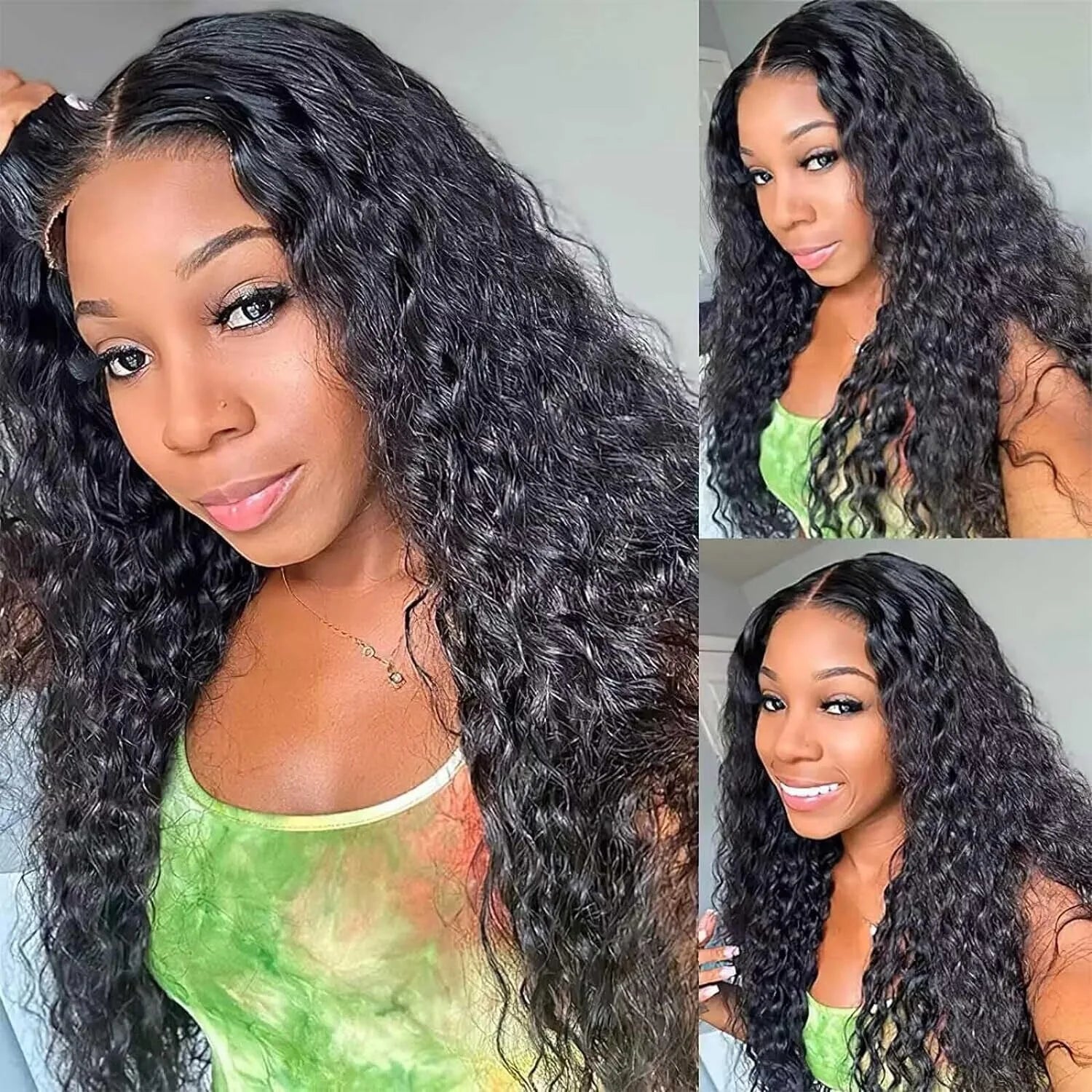 Hidden Strap Deep Wave 360 HD Full Lace Frontal Wigs Human Hair Pre Plucked 12A Glueless Brazilian Virgin Wig With Drawstring