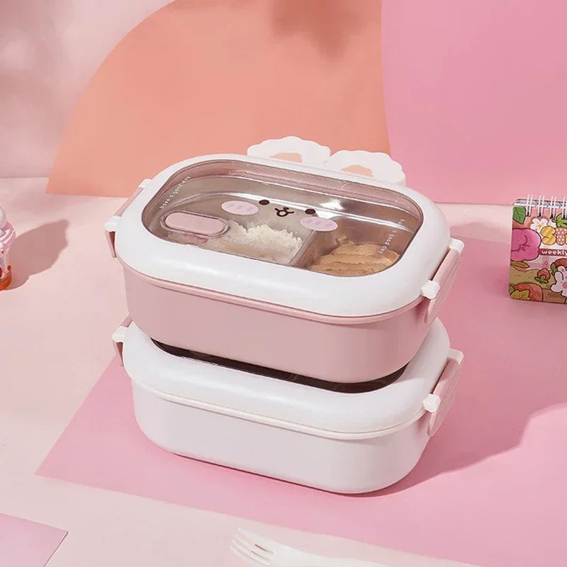 Stainless Steel Lunch Box Rabbit Design Divides Large Capacity Portable Sealed Bento Box Children Student Cute Birthday Gifts