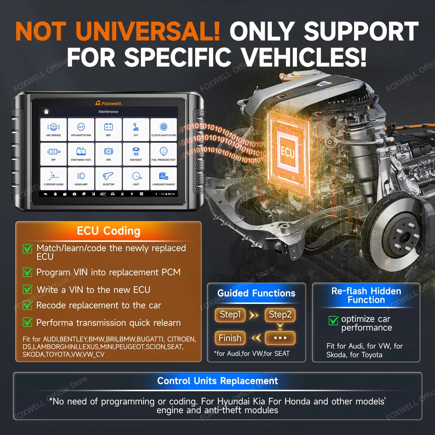FOXWELL NT1009 OBD2 Car Scanner All System ECU Coding Bidirectional CANFD DOIP Topology Mapping 36+ Reset Auto Diagnosis Tools