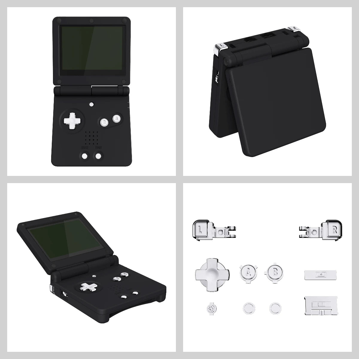 eXtremeRate Chrome Gold & Chrome Silver Full Set Buttons, A B L R Button Power On Off Volume Button D-pad Key for GBA SP Console
