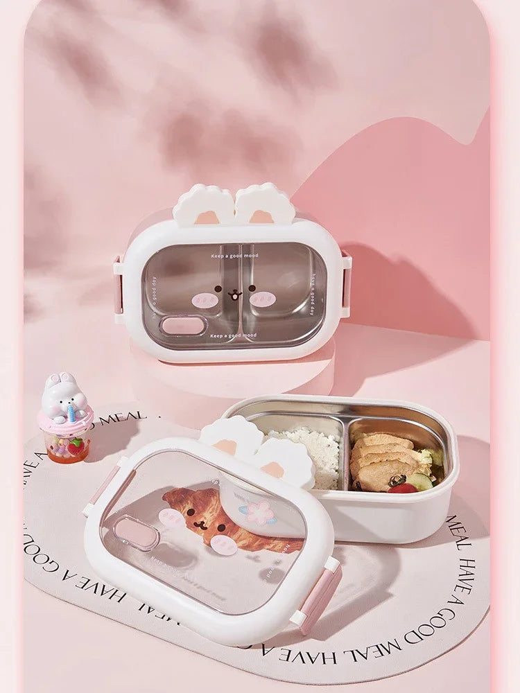 Stainless Steel Lunch Box Rabbit Design Divides Large Capacity Portable Sealed Bento Box Children Student Cute Birthday Gifts