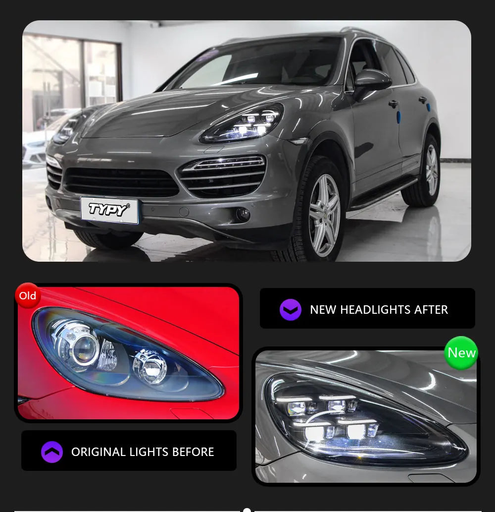 TYPY Car Accessories For Porsche Cayenne Headlights 2011-2017 958LEDMatrix Head Lamps Upgrade 2024 Style