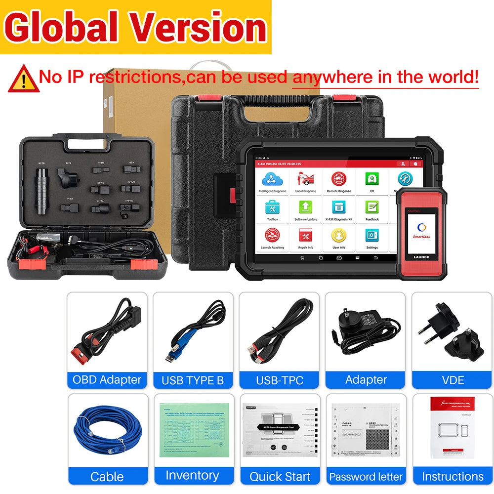 LAUNCH X431 PRO3S+ELITE SmartLink C OBD2 Scanner CAN FD DOIP Car Diagnose Tool J2534 Programming Topology Mapping for FCA SGW