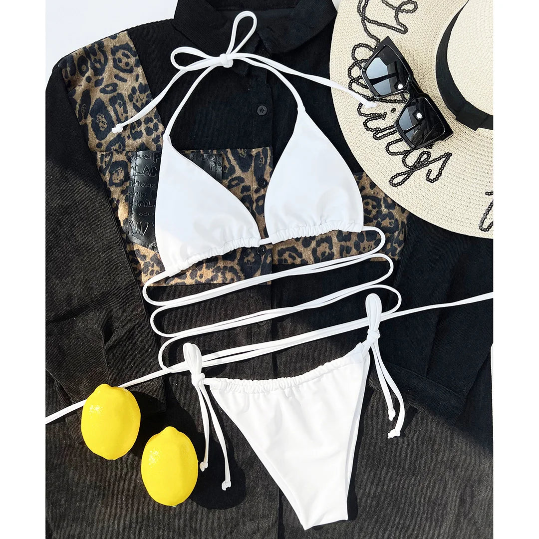 2025 New Wrap Arround Mini Bikini Female Swimwear Women Swimsuit Two-pieces Bikini set Brazilian Bather Bathing Suit Swim V1229H