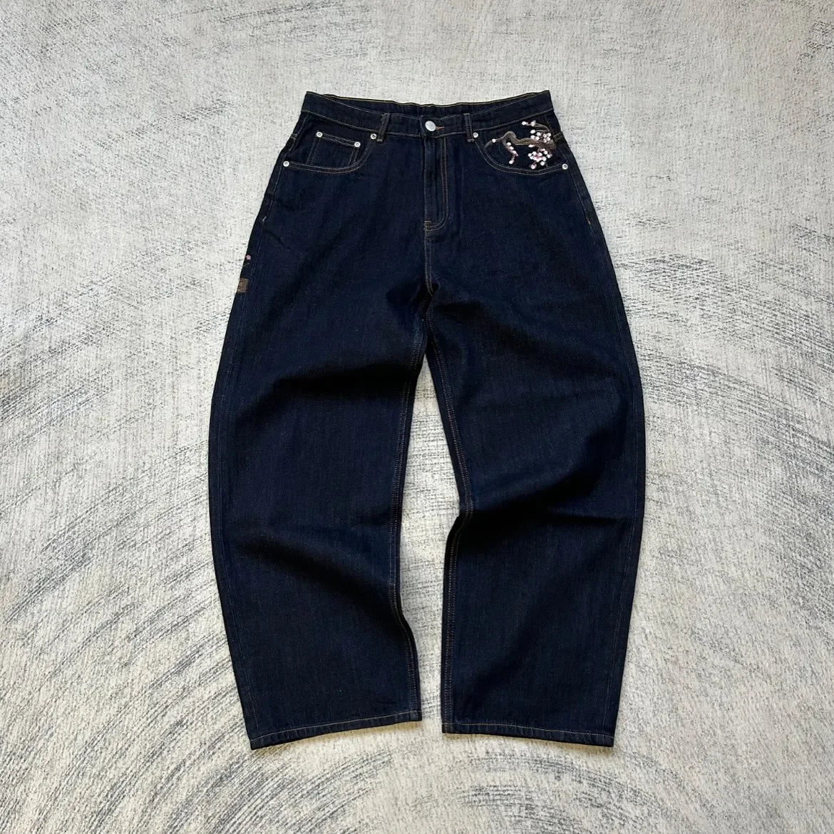2026 Hip-hop gold coin jeans Y2K retro low waist wide leg zipper pants y2k clothing men's fashion embroidered loose jeans