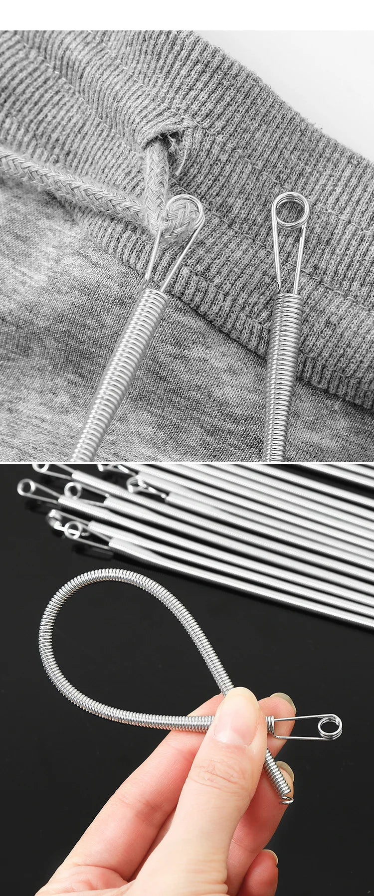 Bendable Spring Drawstring Threader Clip Pants Hoodies Elastic Band Lace Cord Flexible Drawstring Thread DIY Sewing Accessories
