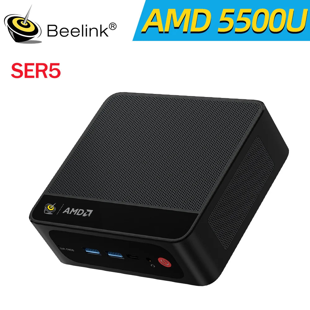 Beelink SER5 Max Mini PC AMD Ryzen7 6800U 7735HS DDR5 24GB SSD 500GB 1TB SER5 R5 5500U DDR4 16GB Support WiFi6 2.5G LAN Desktop