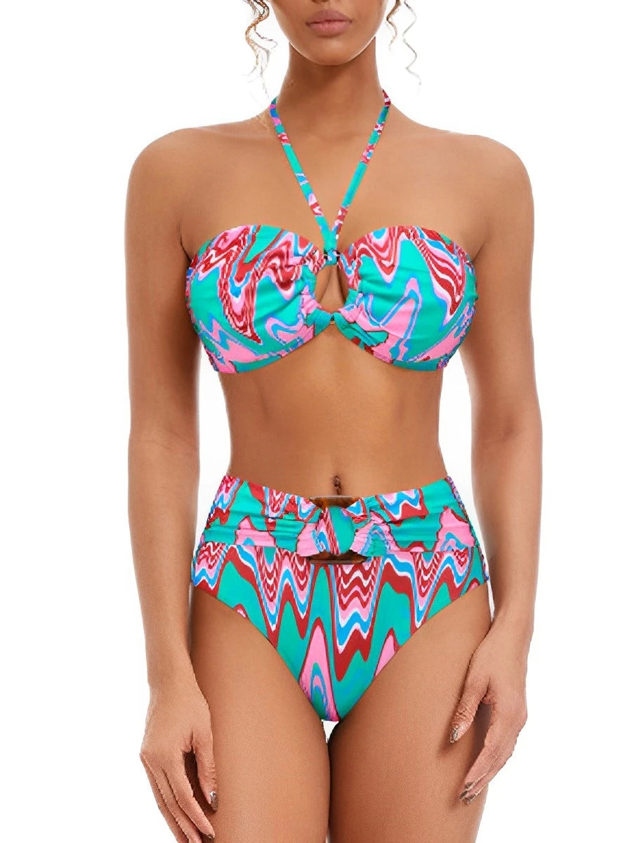 2026 Halter Bandeau Bikini Women High Waist Swimsuit Female Padded Swimwear Bathers Bathing Swimming Swim Suit Summer Beachwear