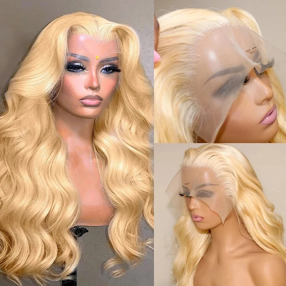 30 32 36 Inch Honey Blonde Human Hair Wig 613 Transparent Body Wave 13x6 Hd Lace Frontal Wigs For Women 200% Colored Lace Wig