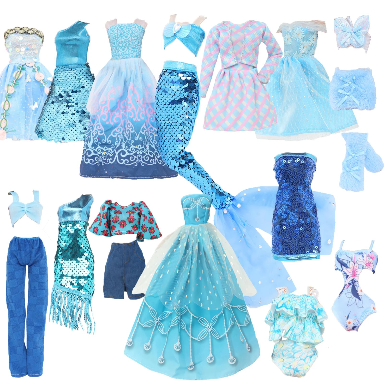 Blue Series Doll Outfit 30cm Doll Dress Swimsuit Tops Pants Skirt Party Gown 11.8 Inch Doll Clothes Accessories 1/6 Toy Gift