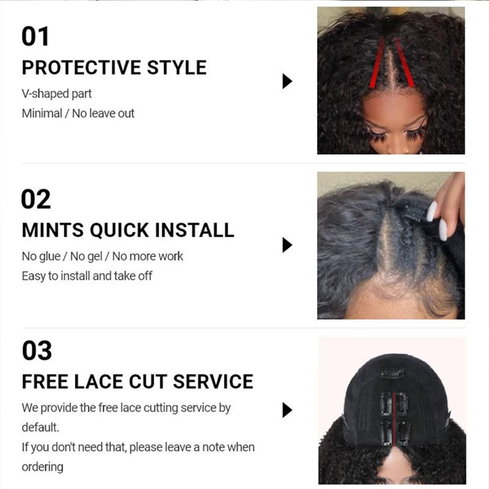 Body Wave V Part Wig 100% Human Hair For Women 250 Density 30Inch No Leave Out Glueless U Part Water Wave Brazilian Wigs On Sale