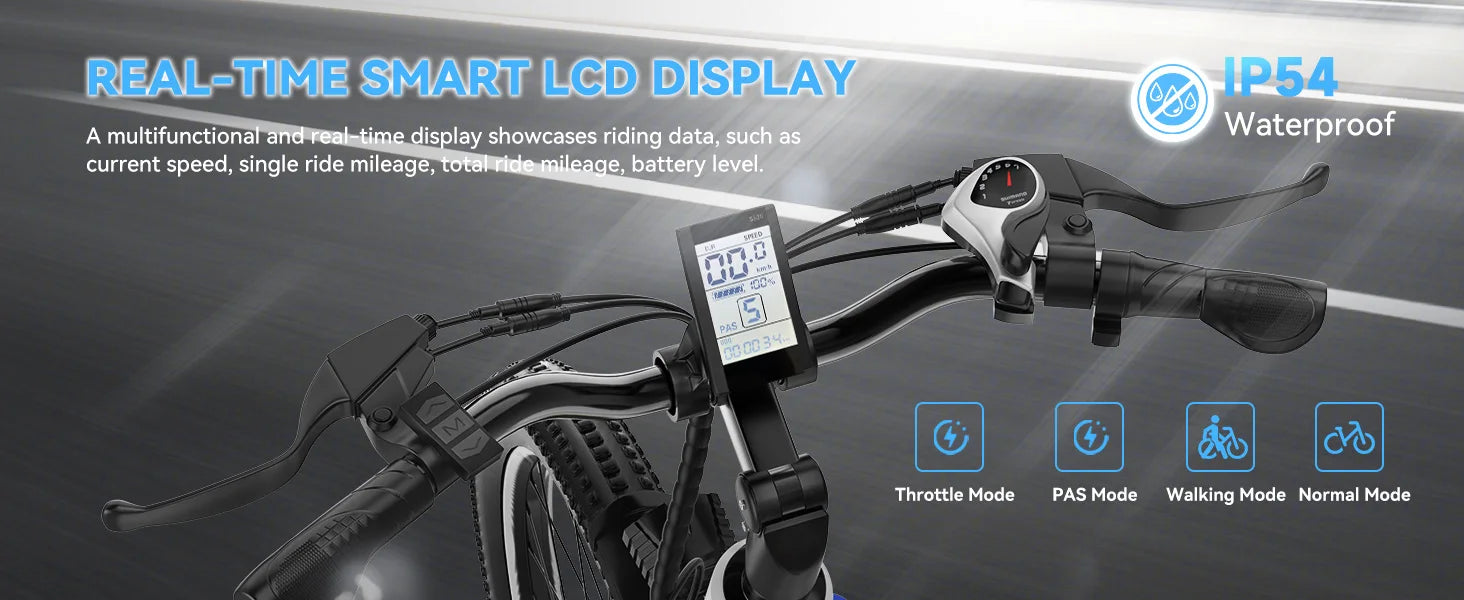1000W Electric Bike for Adults Cybervelo EK7 26inch Shimano 7 Speed 80+Miles Removable Battery All Terrain E-bike