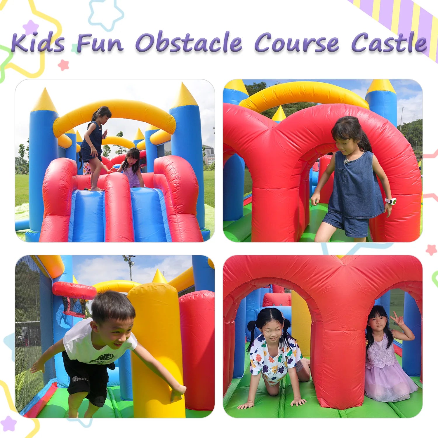 Giant inflatable Bounce House Big Size Inflatable Trampoline With Double Slide Courtyard Kids Jumping Castle Obstacle track