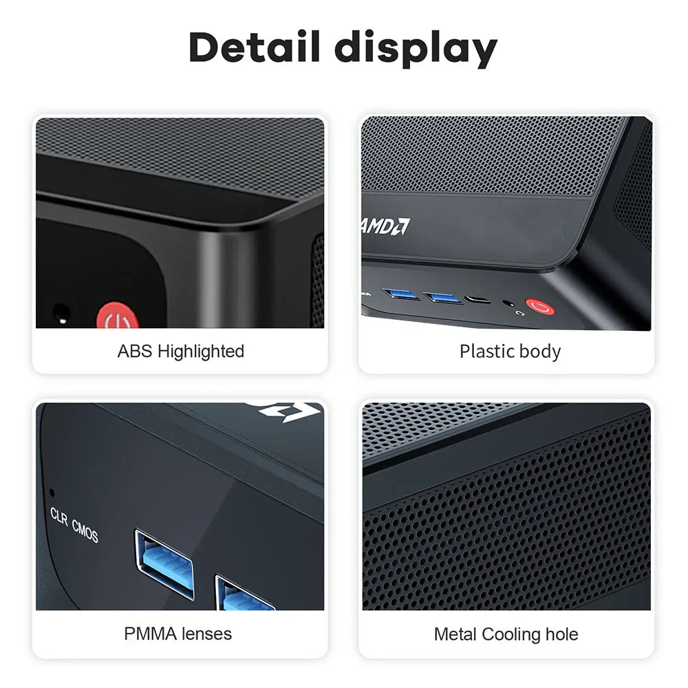 Beelink SER5 Max Mini PC AMD Ryzen7 6800U 7735HS DDR5 24GB SSD 500GB 1TB SER5 R5 5500U DDR4 16GB Support WiFi6 2.5G LAN Desktop