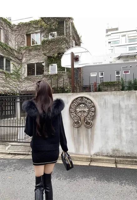 Winter Women Old Money Girl Long Sleeve Full Zip Cardigan Sweater Cuddly Hoodies Knitwear 2000s Aesthetic Korean Fashion Sweater