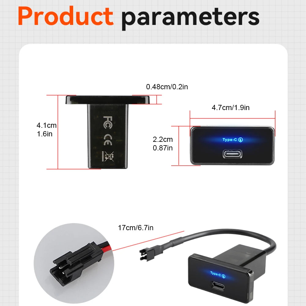 18W/30W Car Charger 12V-24V PD Type C/USB RV USB Outlet Adapter Fast Charging Power Outlet for Marine Boat ATV Camping Truck