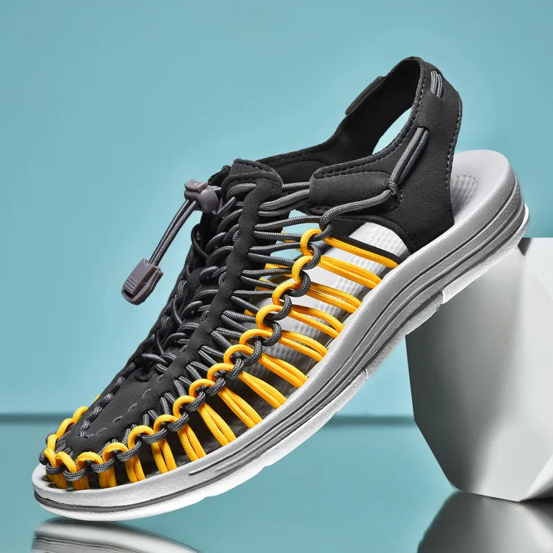 Summer Men Sandals Fashion Handmade Weaving Design Beach Sandals Breathable Casual Flat Sandals Outdoor Couples Sandals Size
