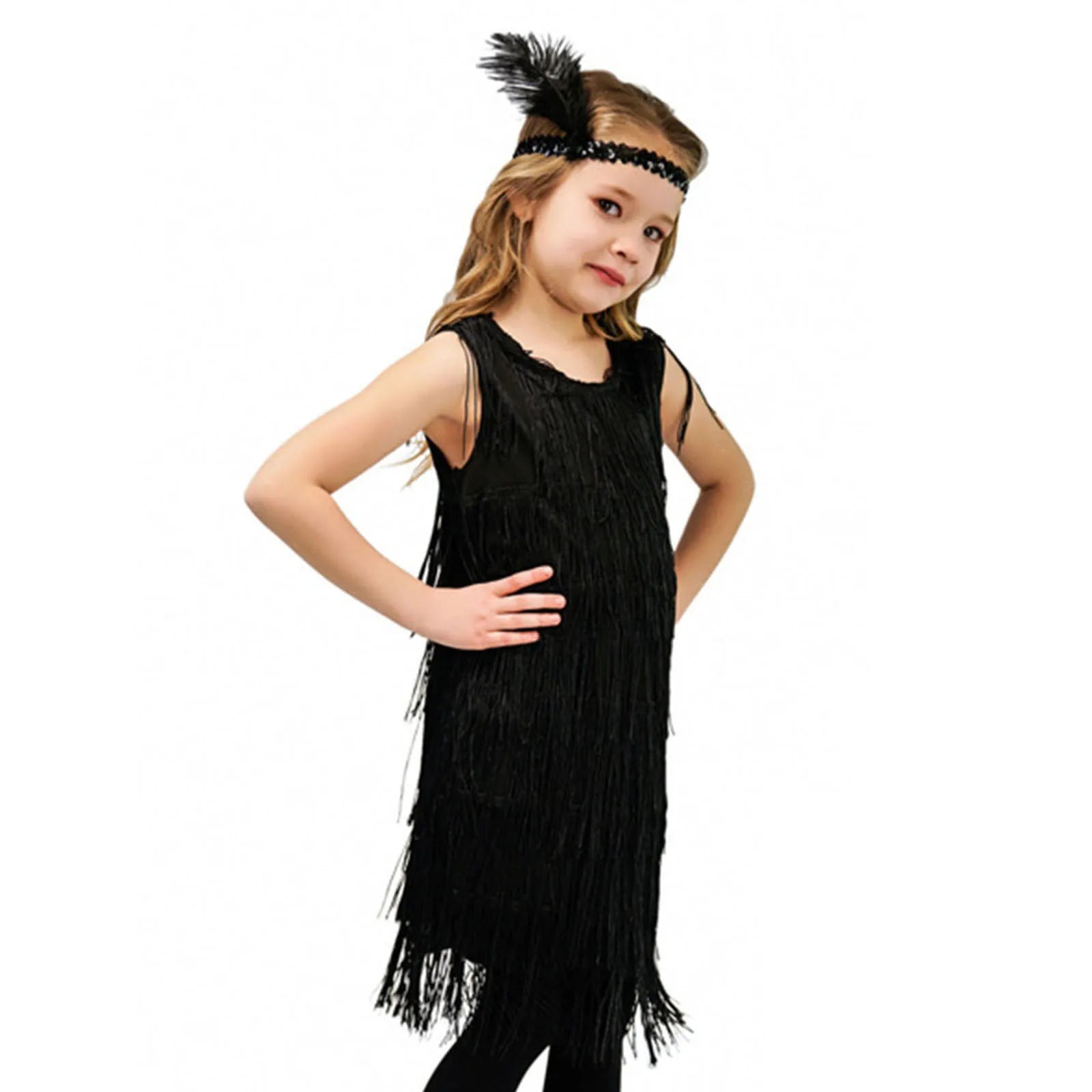 Summer Clothes Fashion Girls Flapper Dress Sequins Fringe Latin Dance Dress Tassel Tango Dress Ballroom Children's Fashion Dress
