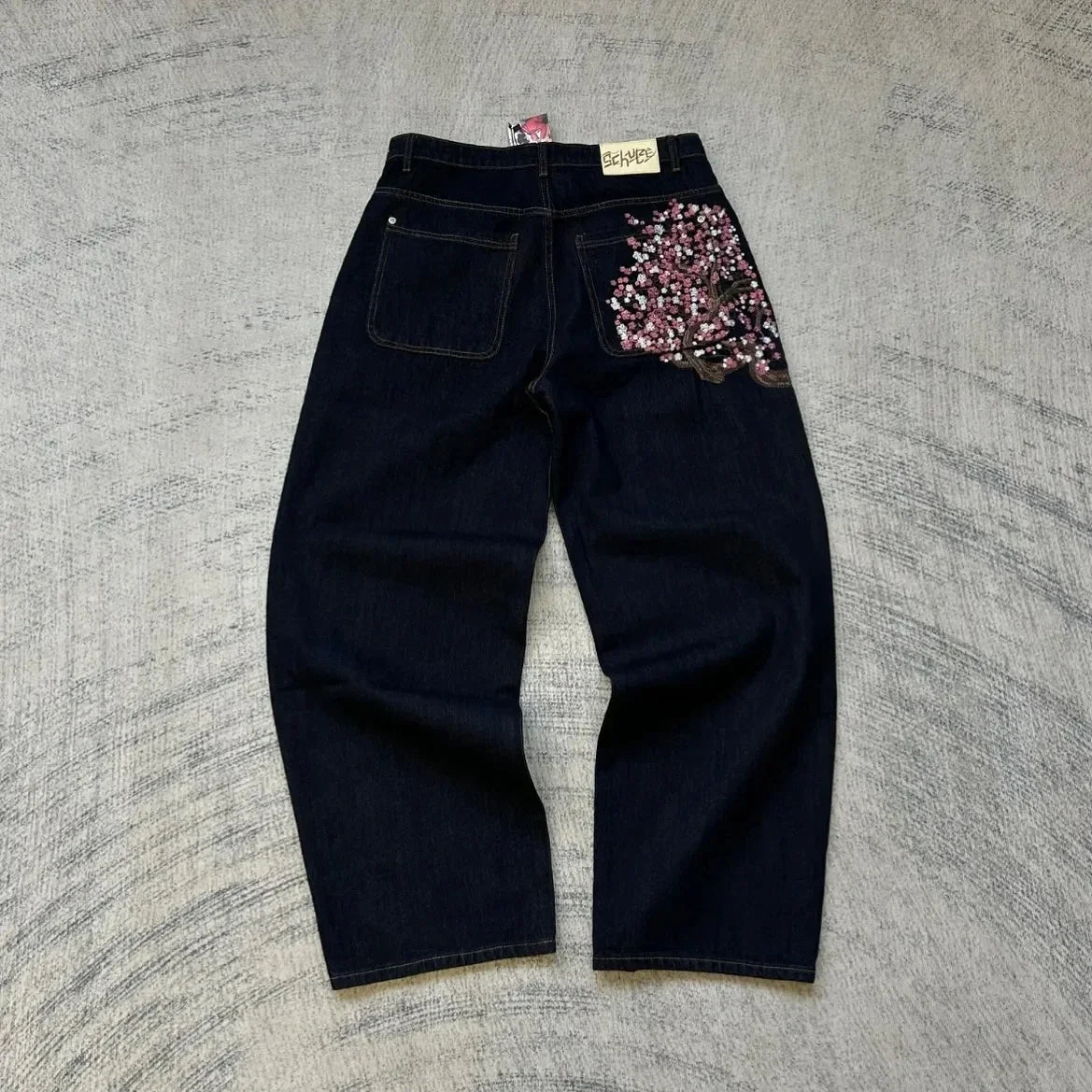 2026 Hip-hop gold coin jeans Y2K retro low waist wide leg zipper pants y2k clothing men's fashion embroidered loose jeans
