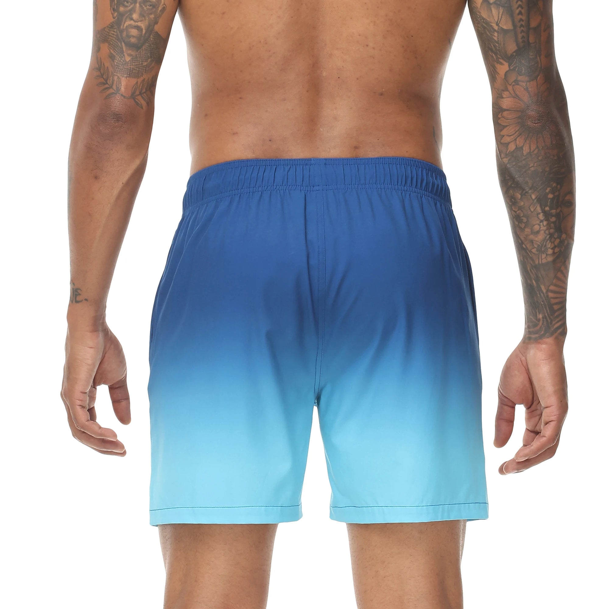 Men's Swim Trunks Gradient Swimming Shorts Quick Dry Beach Shorts with Zipper Pockets and Mesh Lining Fashion Swimsuit for Men