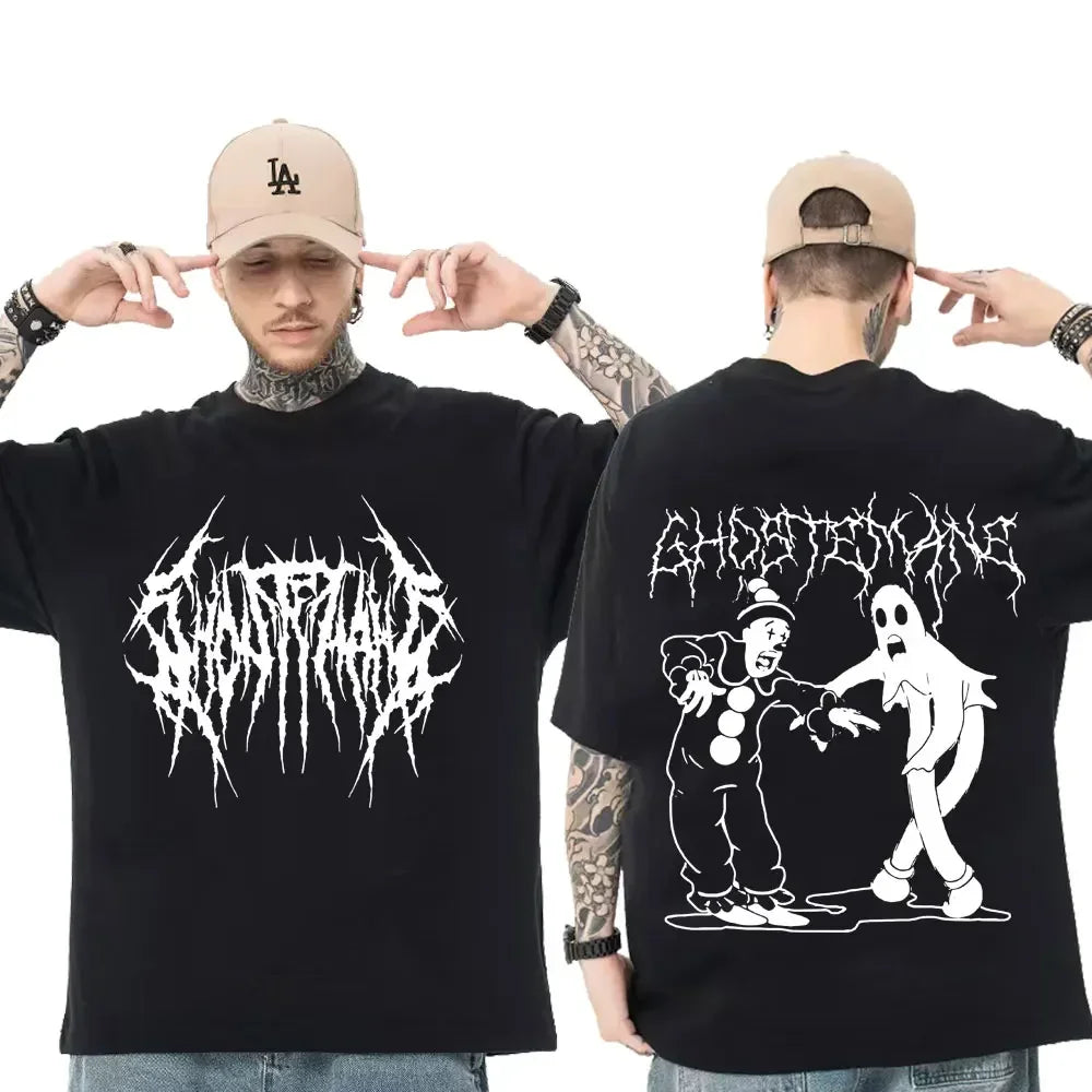 Men Women Print T-shirt Fashion Hip Hop Metal Gothic Rock T Shirt Loose Streetwear Summer Loose Sport T Shirt Y2K Short Sleeve