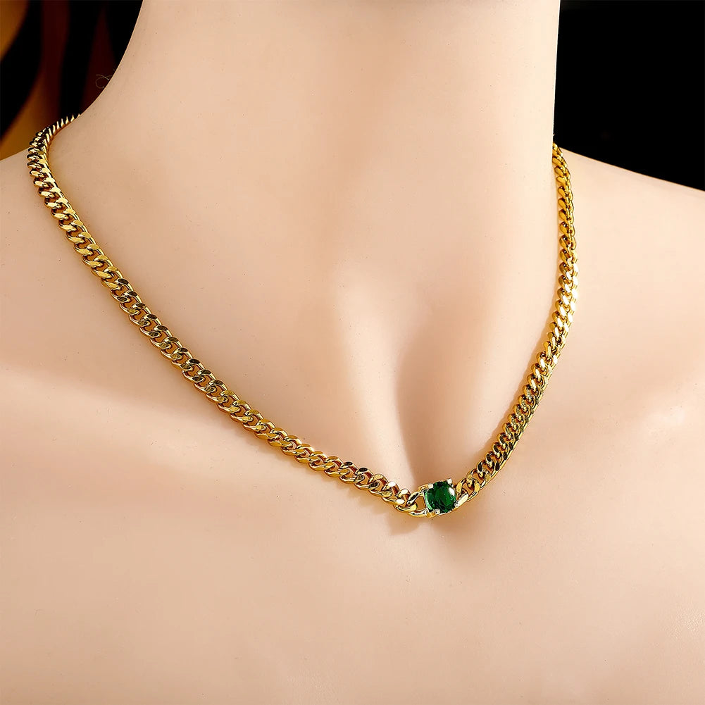 TOPGRILLZ 3MM Stainless Steel Cuban Chain With Cubic Zirconia Hip Hop Silver Gold Color Necklace Jewelry For Women