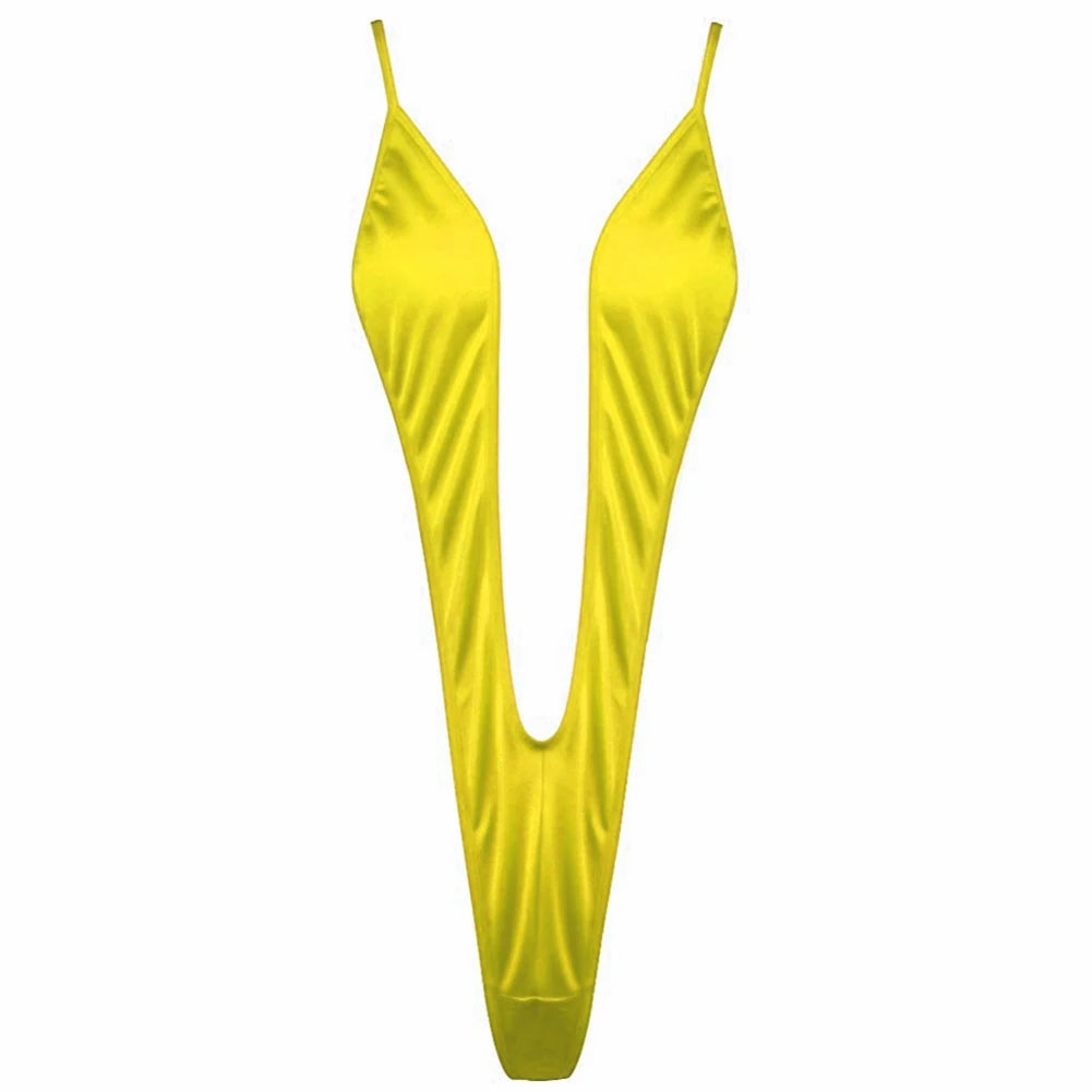 Women Sexy Lingerie Bodysuit Swimsuit Tempt Backless Deep V Bikini High Stretch Three-Point Bikini Swimsuit Clubwear