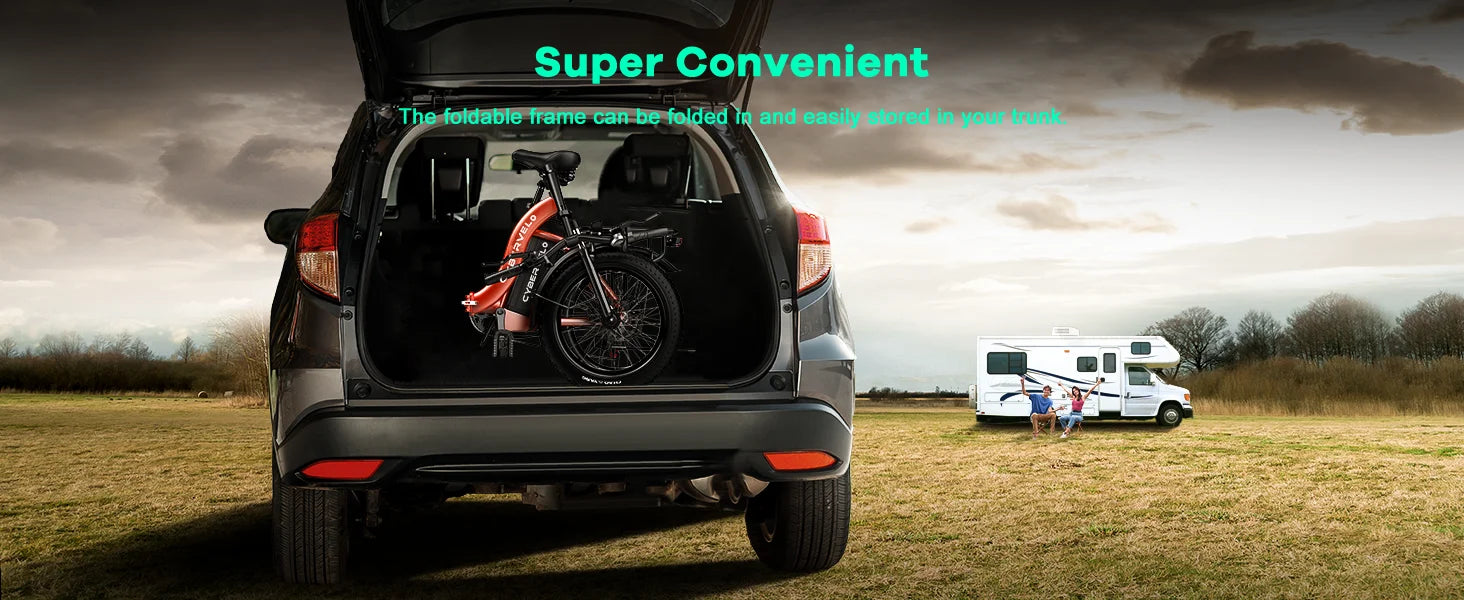 Cybervelo 1000W ebike for adults, 20A Large Removable Battery, Foldable Electric Bike, 20" Fat Tire bike for all Terrain Mars700