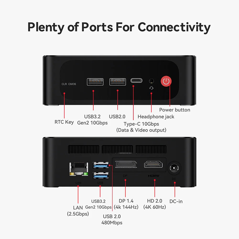 Beelink SER5 Max Mini PC AMD Ryzen7 6800U 7735HS DDR5 24GB SSD 500GB 1TB SER5 R5 5500U DDR4 16GB Support WiFi6 2.5G LAN Desktop