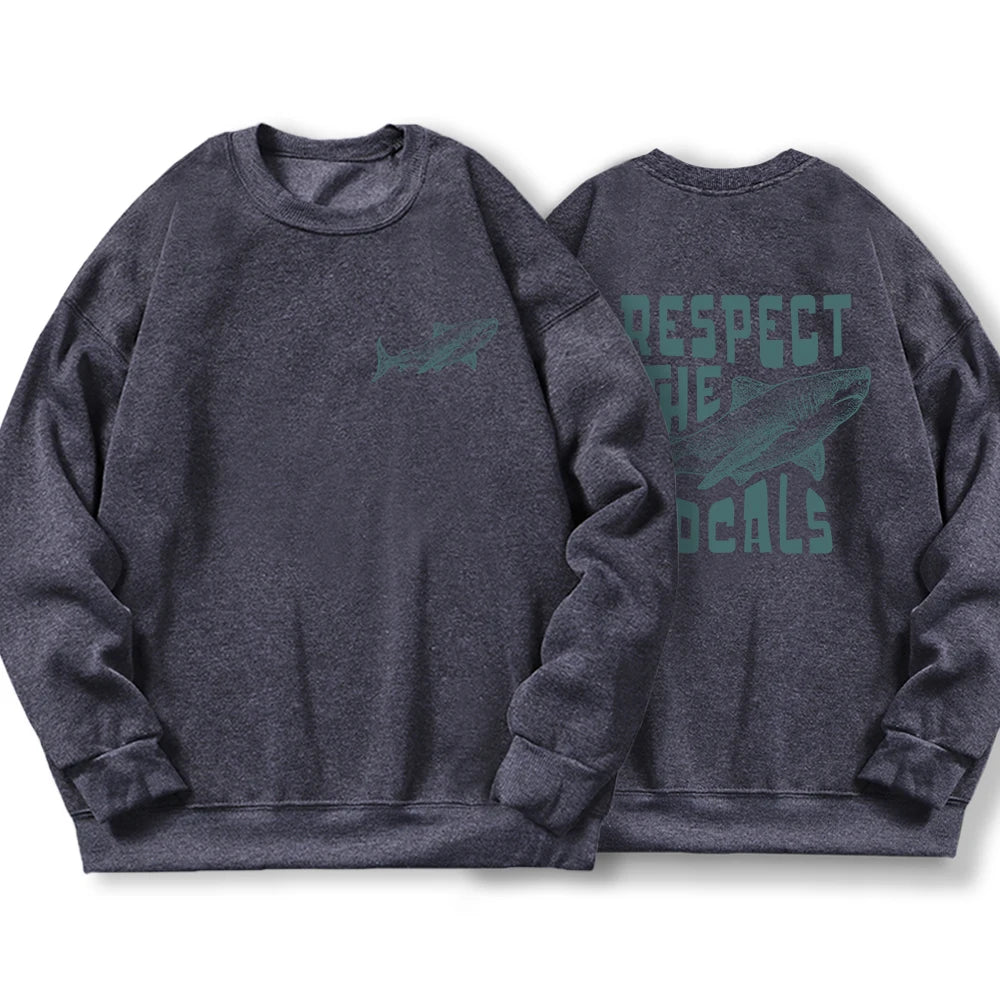 Respect The Locals Shark Male Hoodies Fashion Casual Hoodie Oversize Loose New Sweatshirts Autumn Warm Fleece Clothing Women