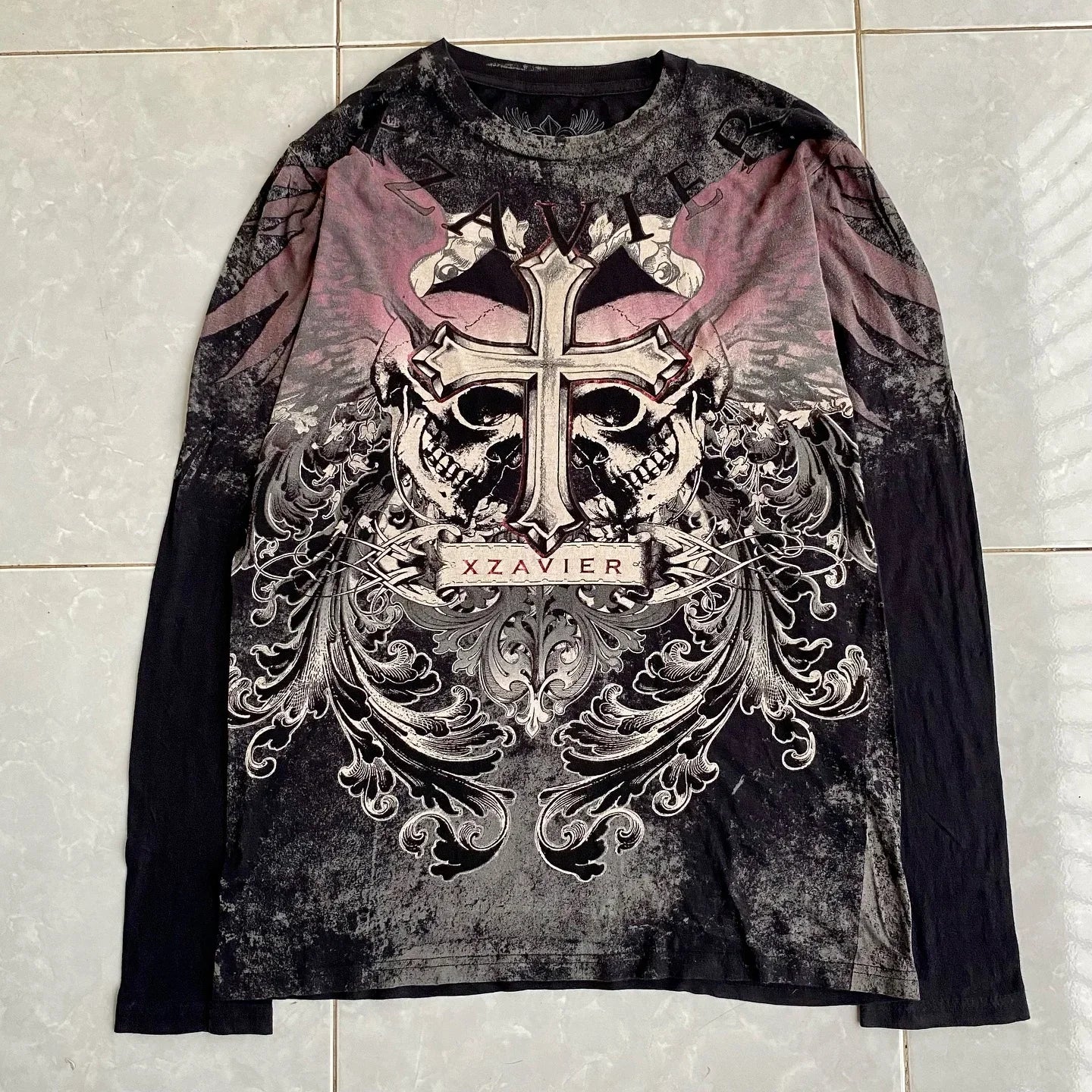 Y2K Gothic Harajuku Splice Printing White Long Sleeve New Punk Hip Hop Sexy T shirt Fashion Casual Pure Cotton Loose Tops Unisex