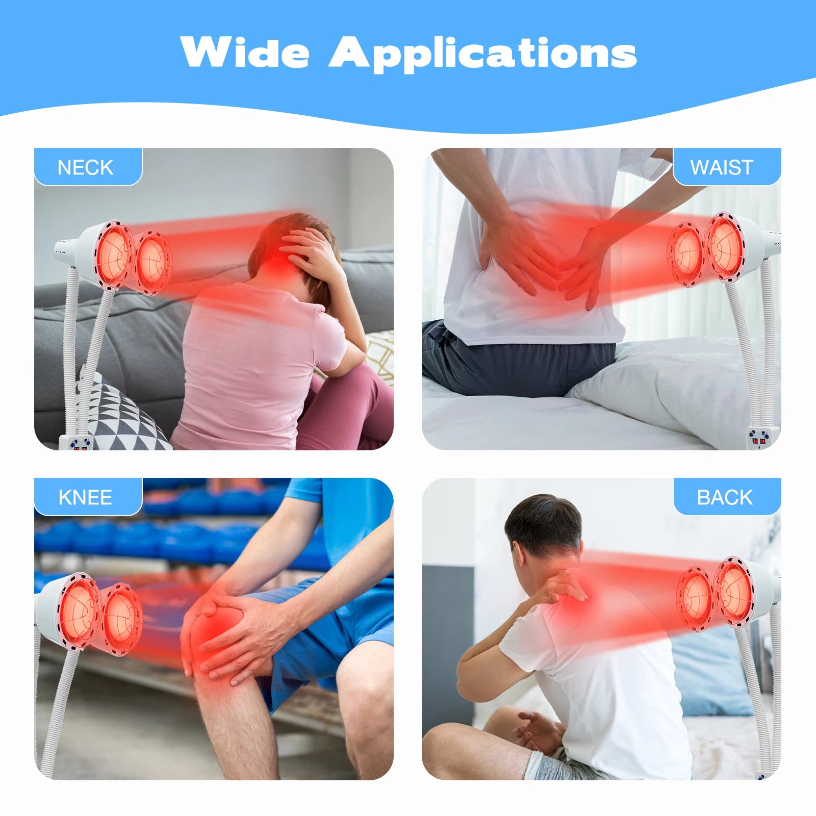 275W Two-headed Infrared Heat Lamp, Adjustable Beauty Timer Light, 360° Rotatable Health Care Heating Lamps