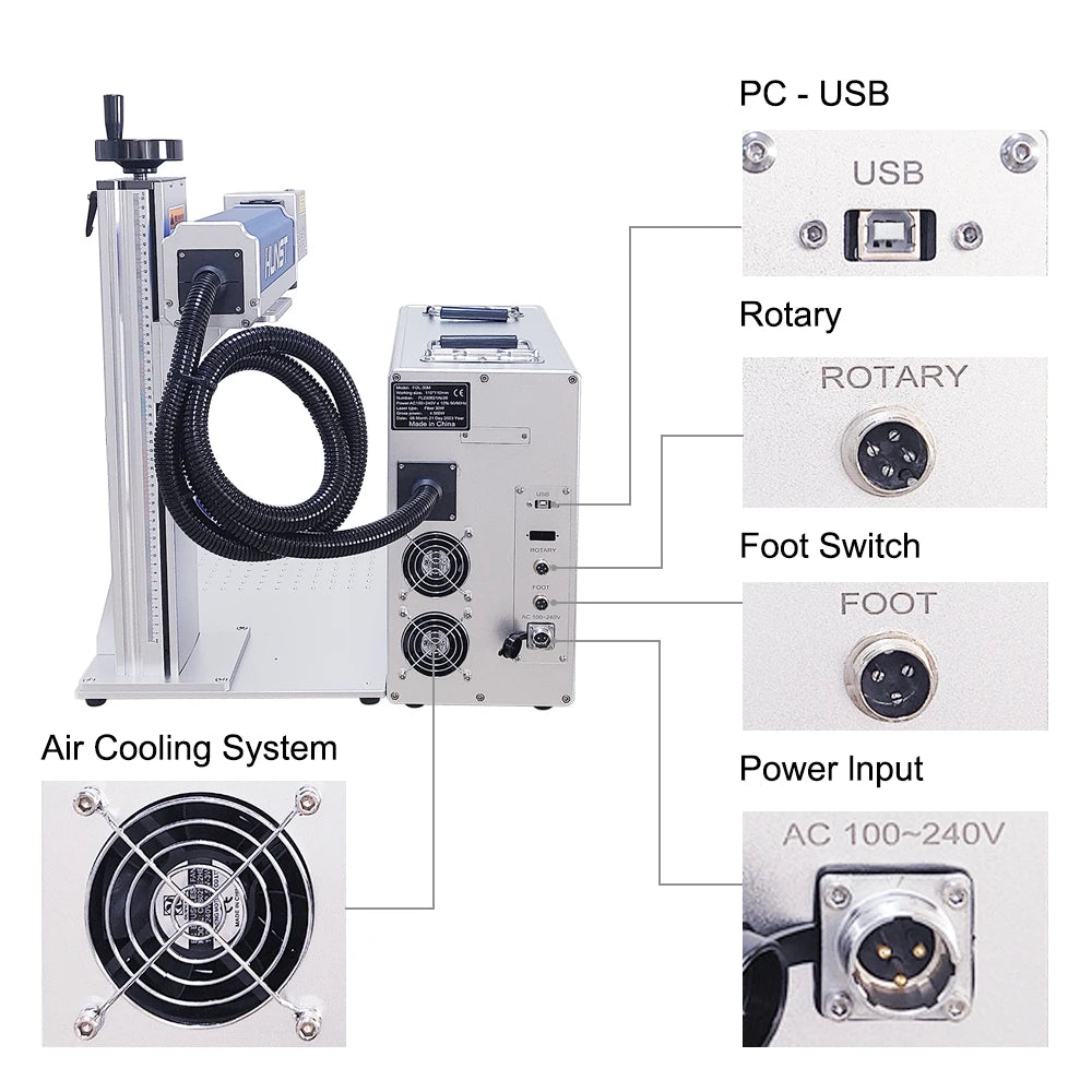 Hunst 50W 30W Fiber Laser Marking Machine Raycus MAX for DIY Jewelry,Gold,Silver,Ring, Bracelet, Metal Cutting Engraving Machine