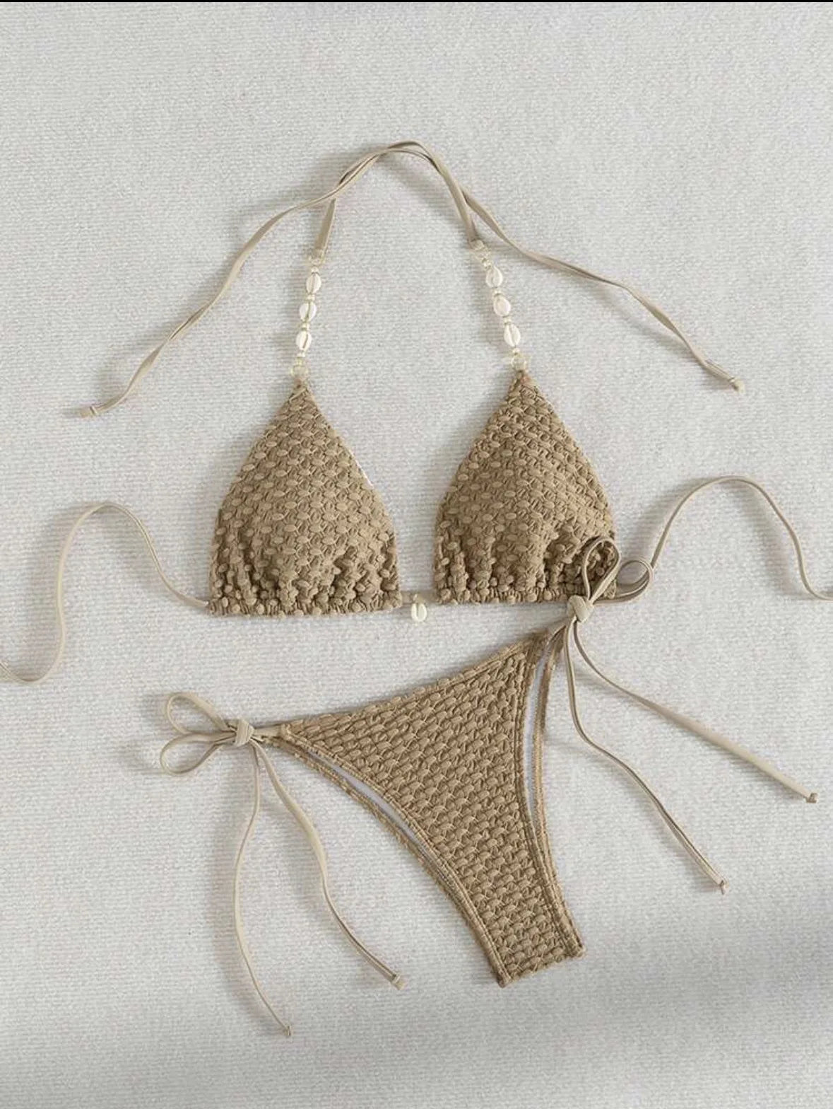 sexy shell chain halter string micro bikinis sets two pieces tie thong swimsuit bathing suit swimwear biquini bakini tankini