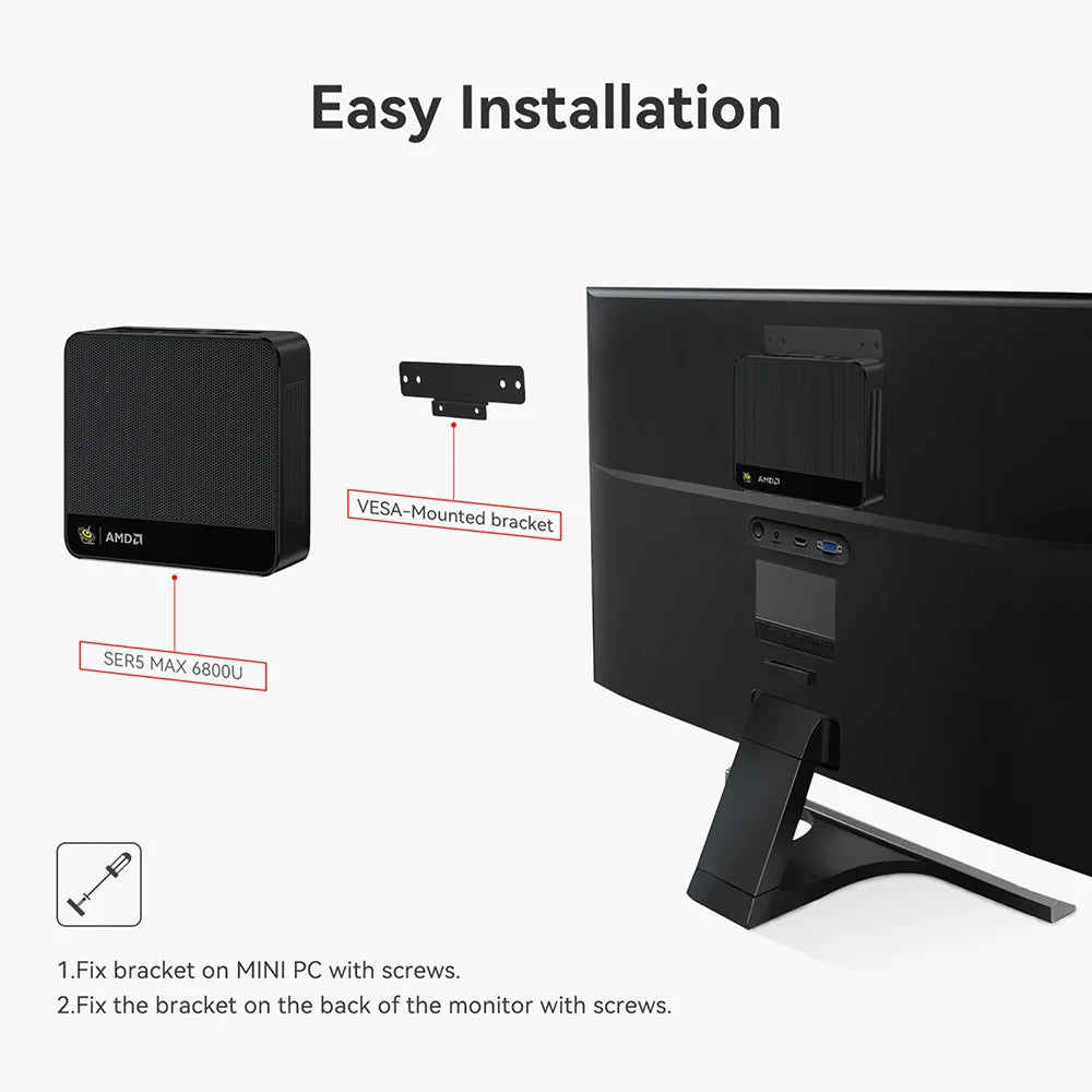 Beelink SER5 Max Mini PC AMD Ryzen7 6800U 7735HS DDR5 24GB SSD 500GB 1TB SER5 R5 5500U DDR4 16GB Support WiFi6 2.5G LAN Desktop