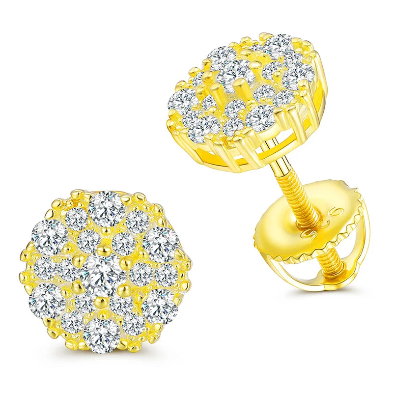 Unisex Fine Jewelry Moissanite Earrings For Women 925 Stud Earrings Moissanite D Color VVS Stud Round Flower Jewelry