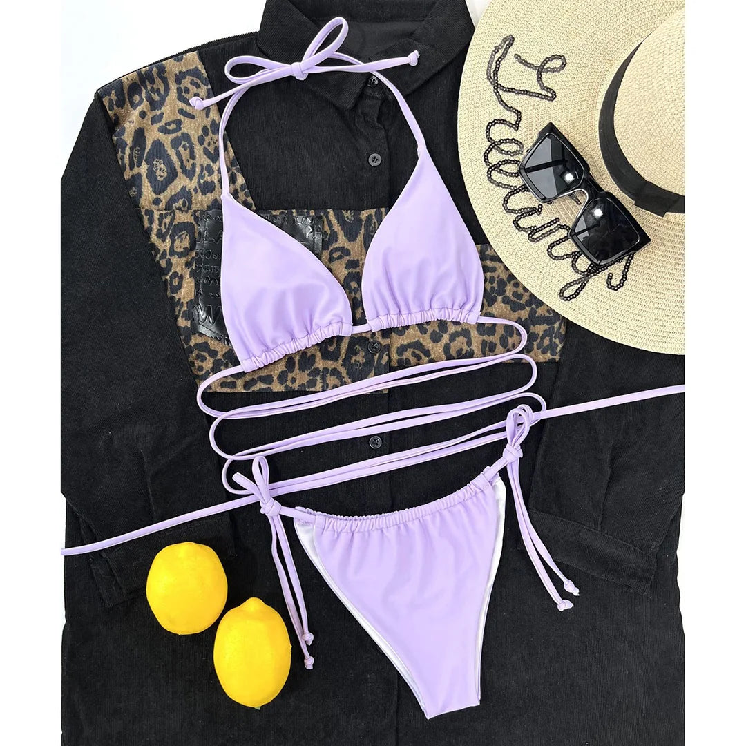 2025 New Wrap Arround Mini Bikini Female Swimwear Women Swimsuit Two-pieces Bikini set Brazilian Bather Bathing Suit Swim V1229H