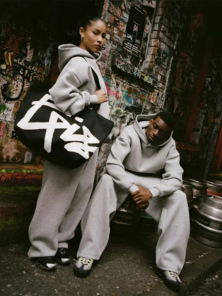 Trendy High Street Retro Casual Streetwear Men's Sports Suit Y2K Harajuku Embroidered Hoodie men Hip-hop Loose Sweatpants