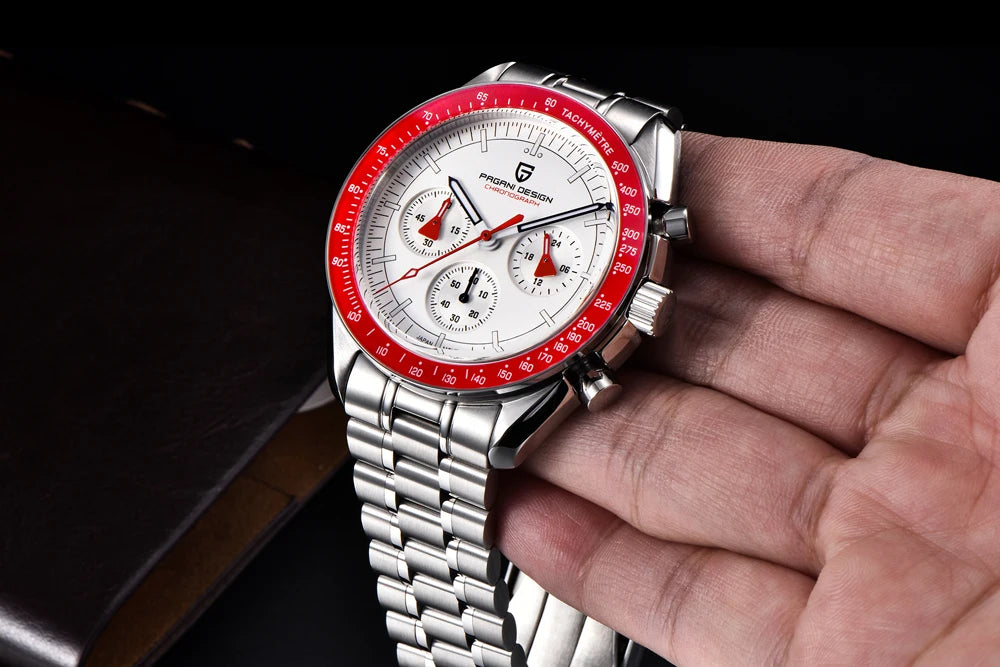 PAGANI DESIGN 2026 New Saturn Watch Luxury Quartz Watches For Men Stainless steel Luminous AR Sapphire crystal Chronograph Man